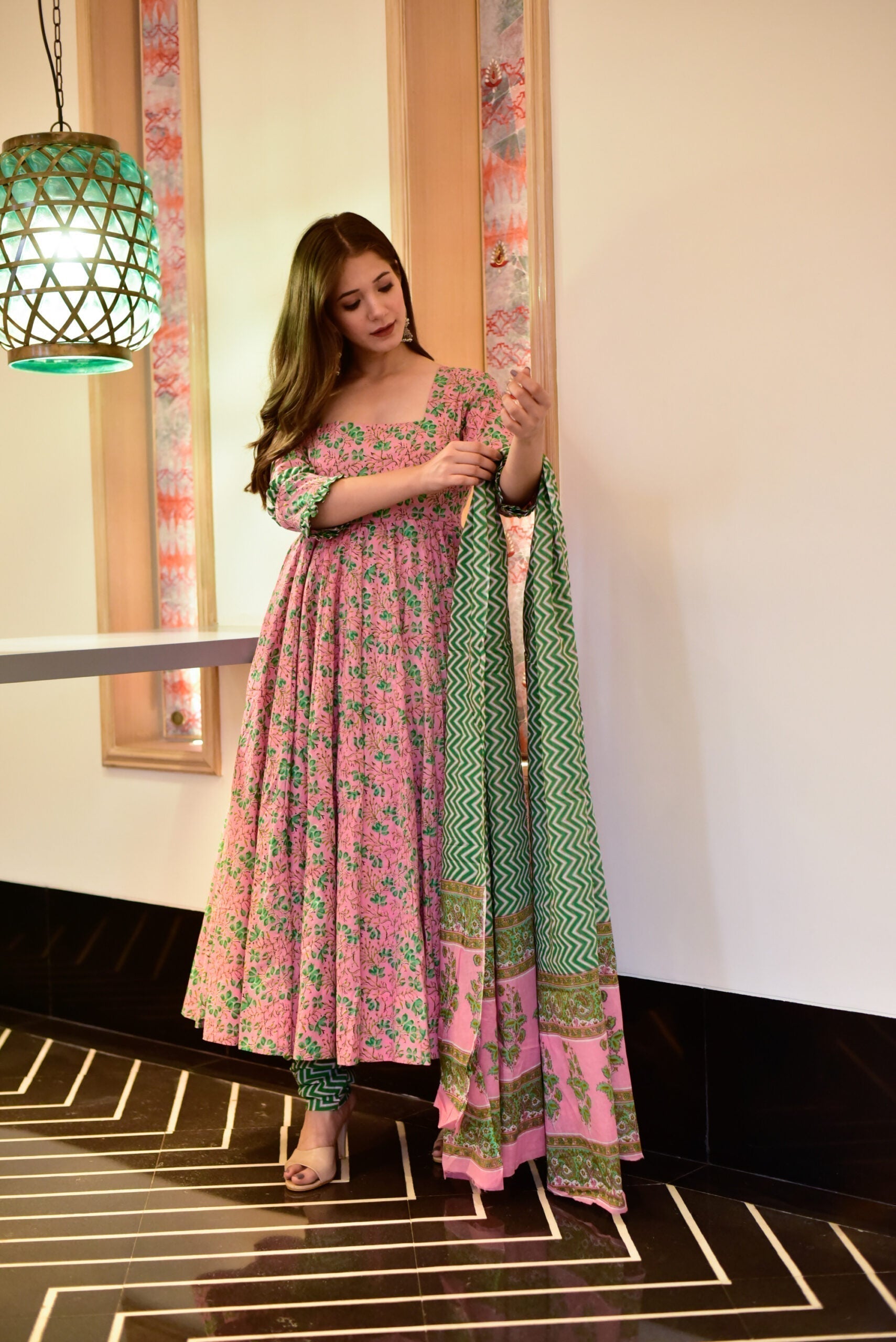 arunima pink cotton suit set