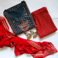 Kesariyavanity Bottle Green & Red Handwork Suit Set - DEAL