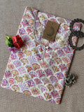 "Gulmohar" Peach Purple Cotton Kurta