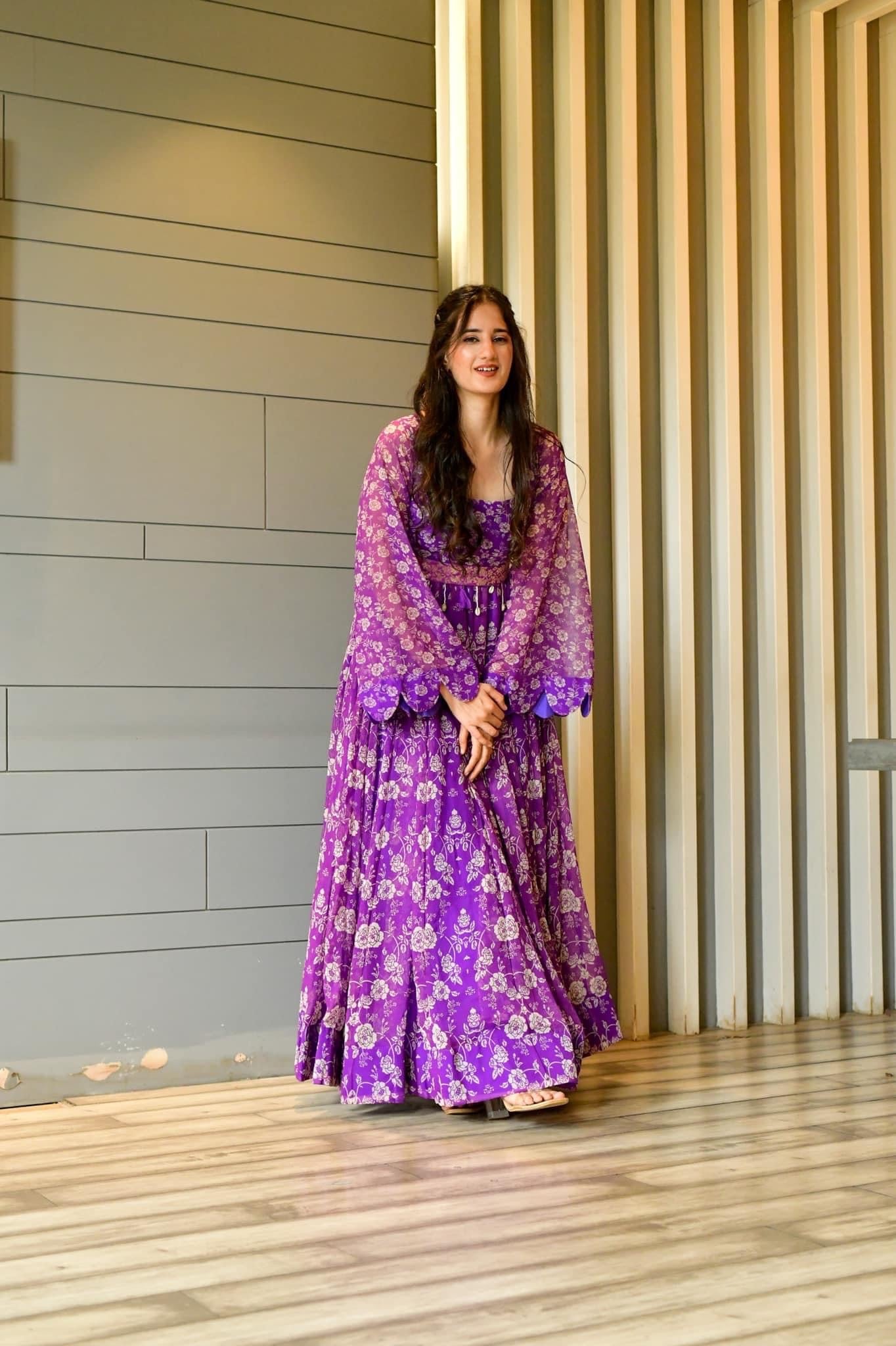Madhumita purple georgette dress