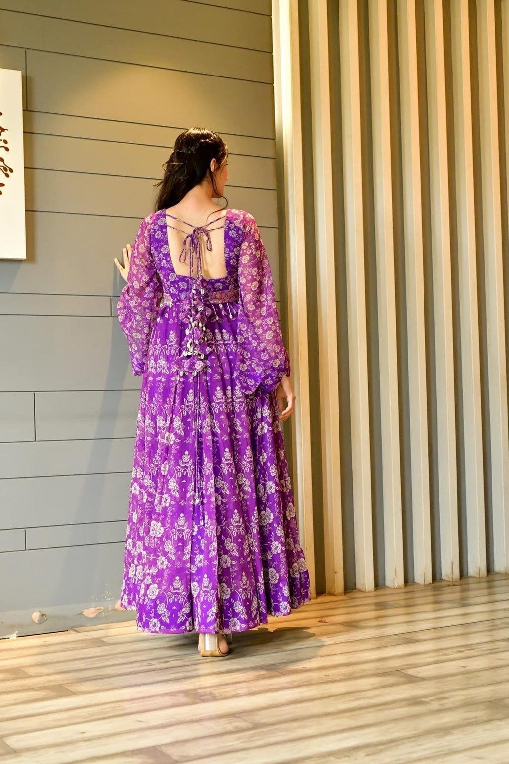 Madhumita purple georgette dress