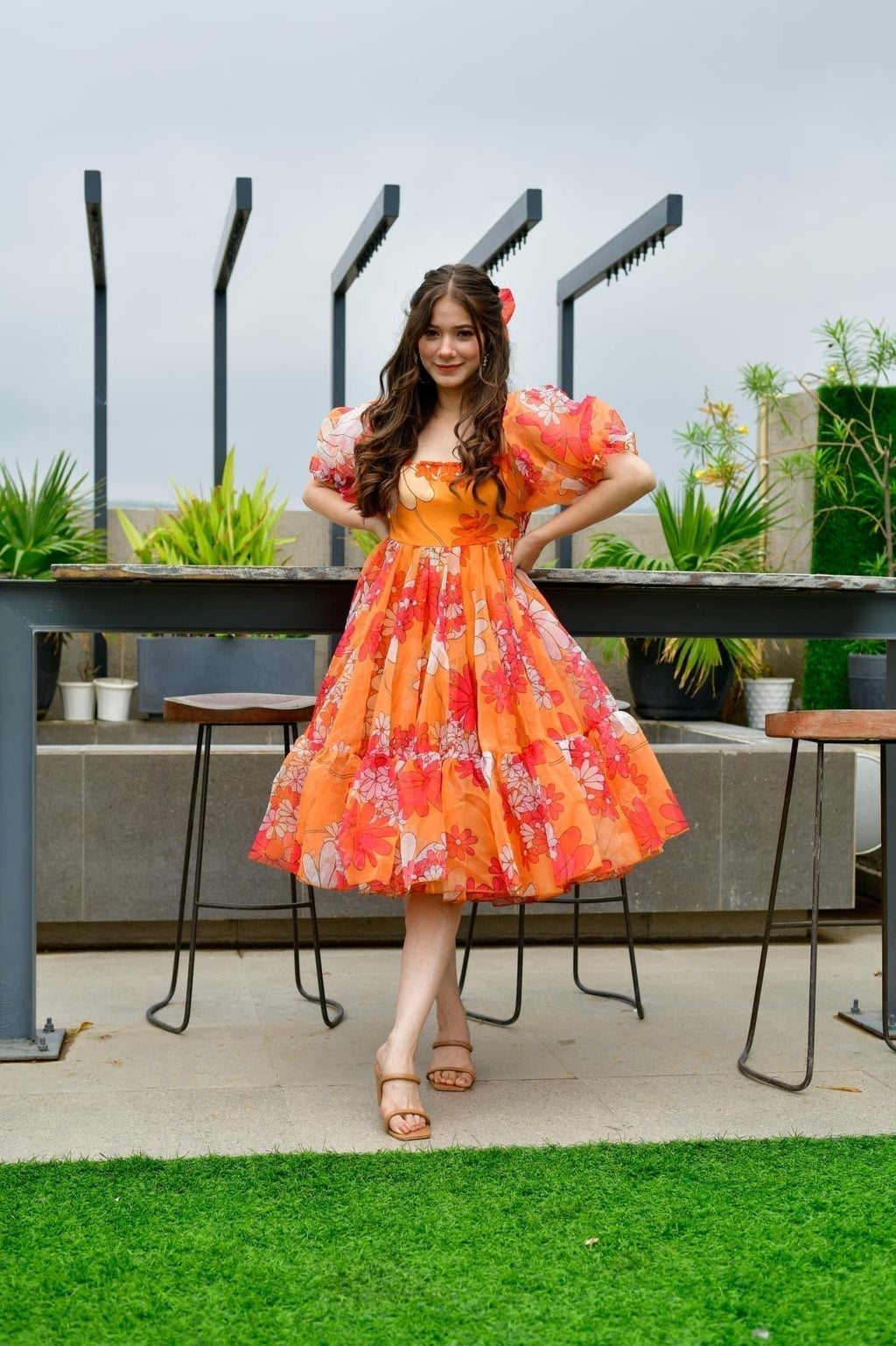 Layla organza printed dress
