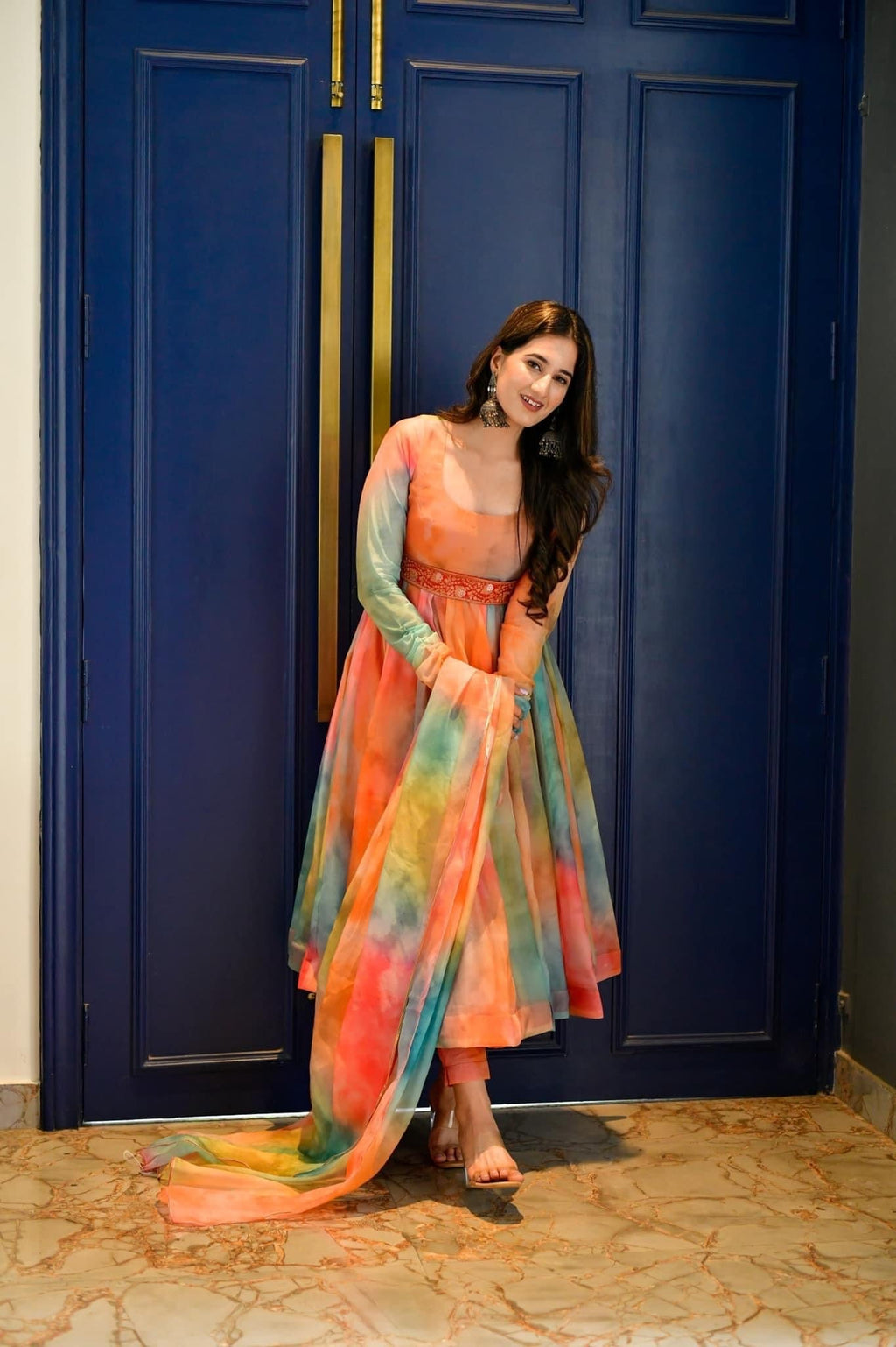 multicolor organza suit set