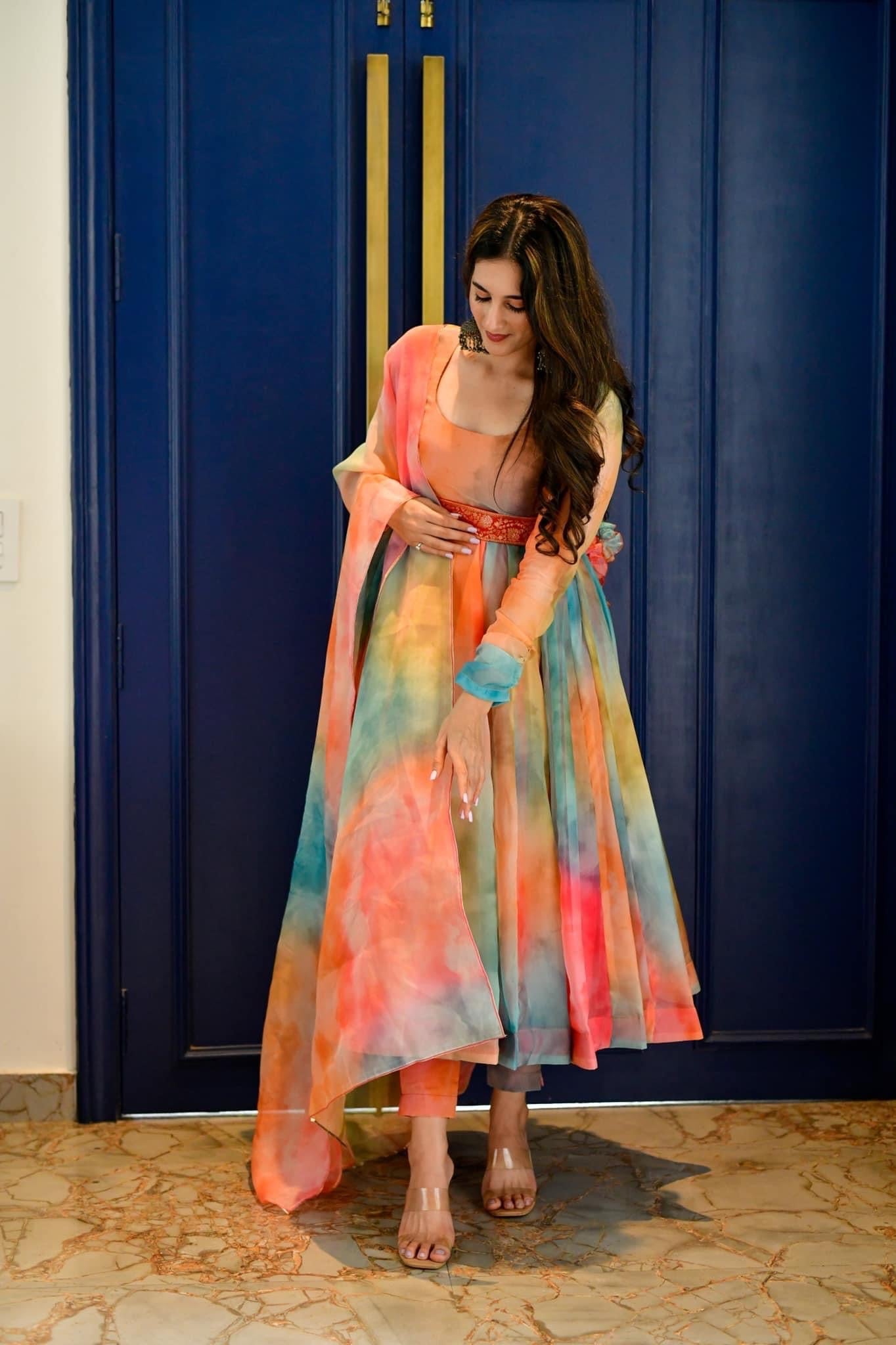 multicolor organza suit set